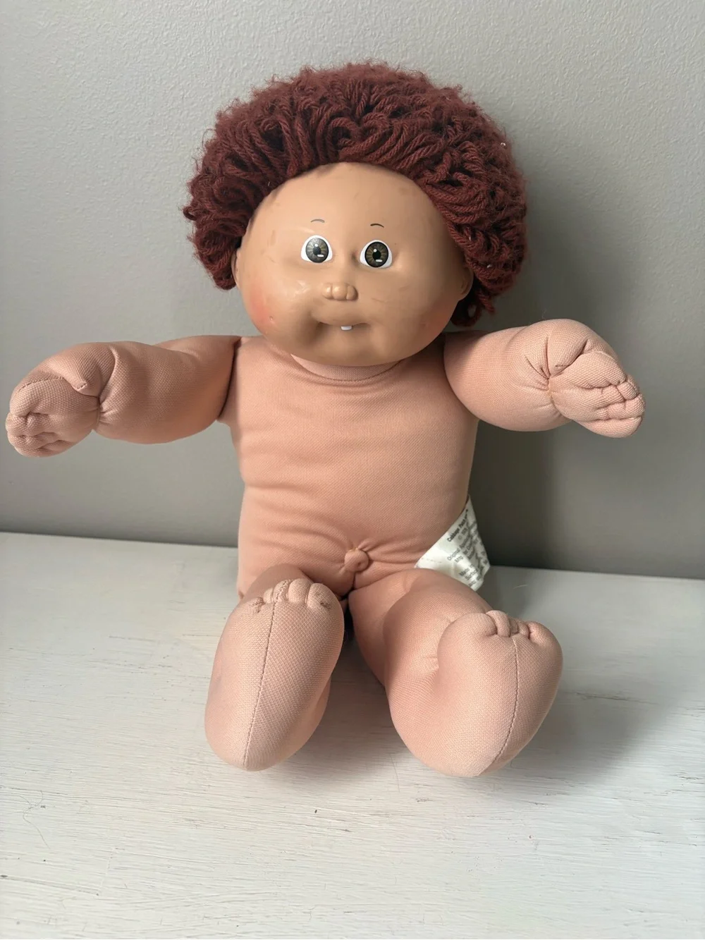 Classic Cloth-Body Baby Doll with Auburn Yarn Hair